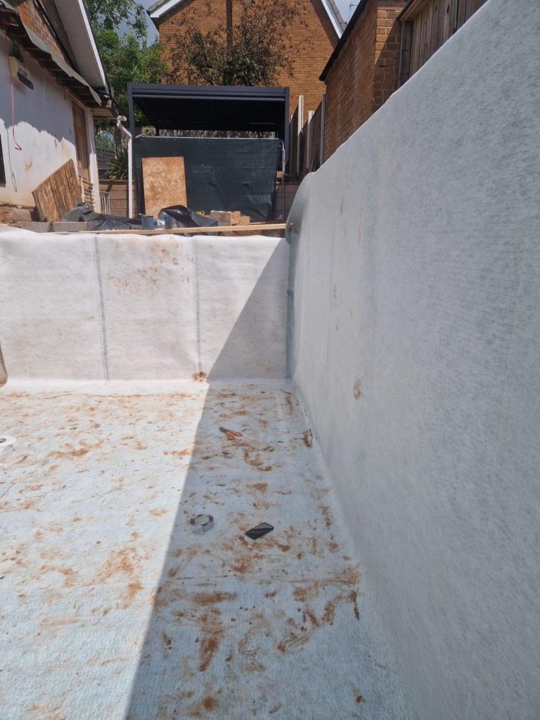 Delta DualProof waterproofing membrane installation in progress